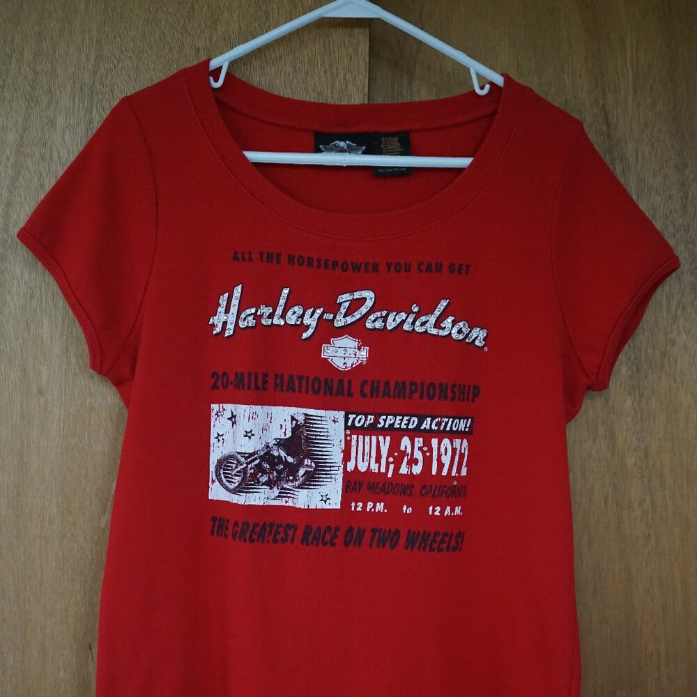 Vintage 1972 Harley-Davidson National Championship Bay Meadows Womens 1W T-Shirt